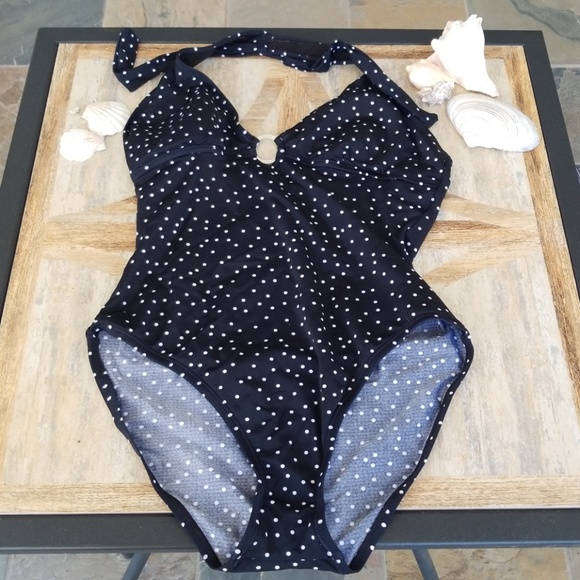 Speedo Other - Black/white dot Speedo halter  EUC